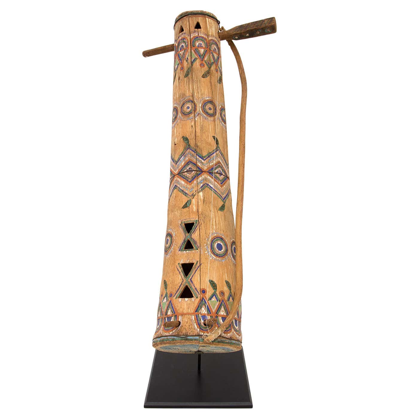 Early 20th Century Western Apache Wooden Fiddle with Display Stand For ...