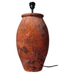 Early 20th Century Western Turkey Heavily Fired Terracotta Oil Pot Lamp