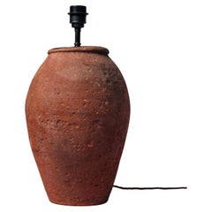 Early 20th Century Western Turkey Heavily Fired Terracotta Pitted Oil Jar Lamp