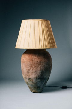 Early 20th Century Western Turkey Terracotta Olive Oil Pot Table Lamp