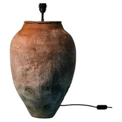 Early 20th Century Western Turkey Terracotta Olive Oil Pot Table Lamp