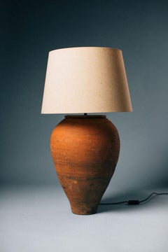 Early 20th Century Western Turkey Terracotta Olive Oil Storage Pot Lamp