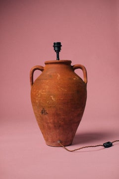 Early 20th Century Western Turkey Two Handled Terracotta Olive Oil Jar Lamp