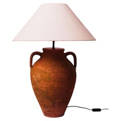 Early 20th Century Western Turkey Two Handled Terracotta Olive Oil Jar Lamp