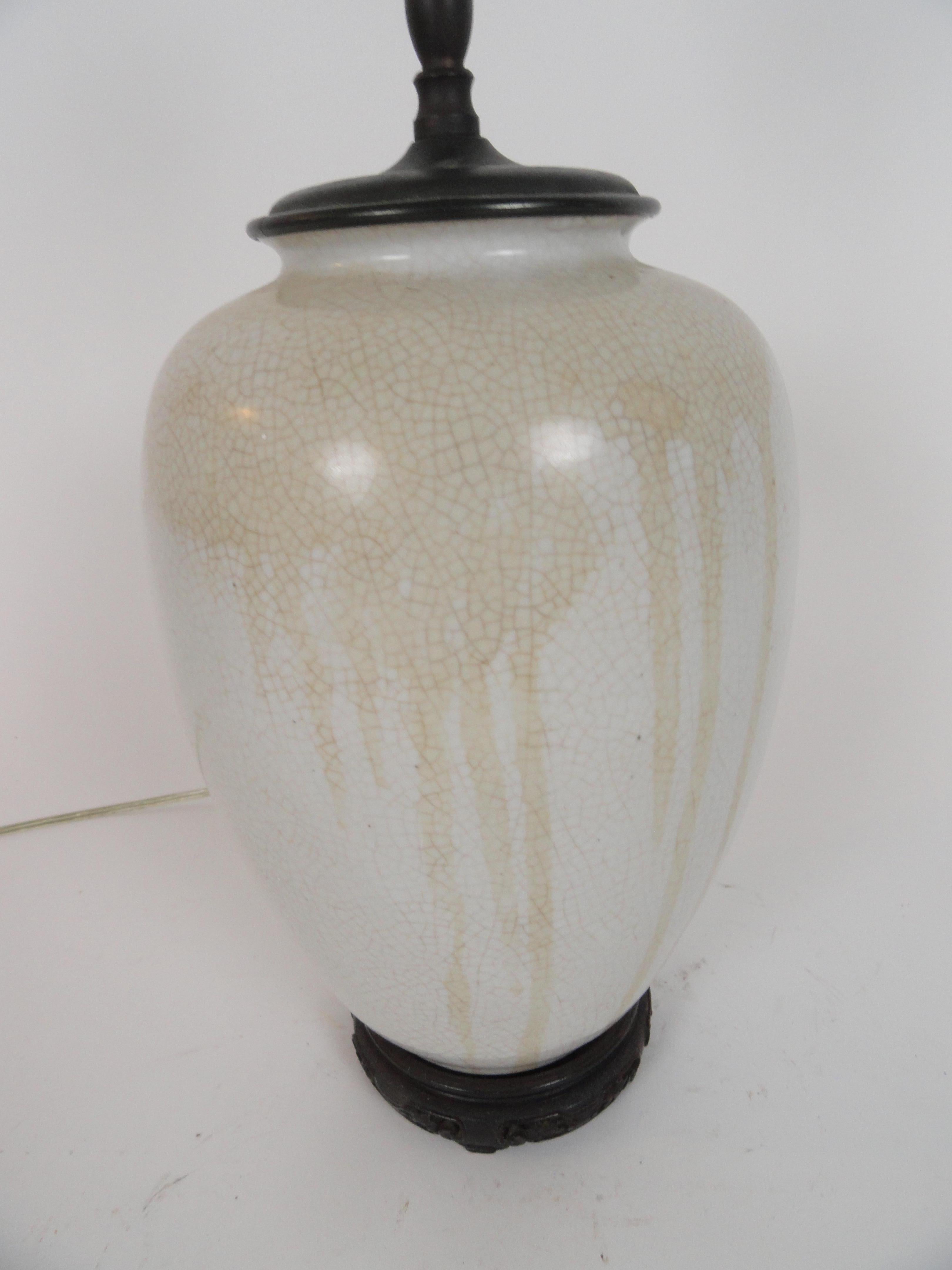 Mid-20th Century Early 20th Century White Crackle Lamp For Sale
