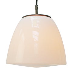 Lampade a sospensione in ottone opalino bianco dei primi del Novecento di Philips, Olanda