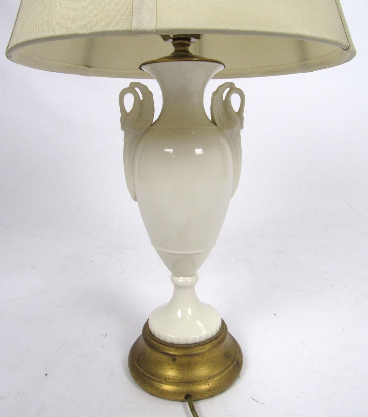 American Early 20th Century White Porcelain Lamp by Lenox