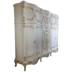 Antique Early 20th Century White Wood Italian Baroque Style Bedroom Set