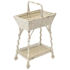 Antique Early 20th Century Wicker Sewing Stand