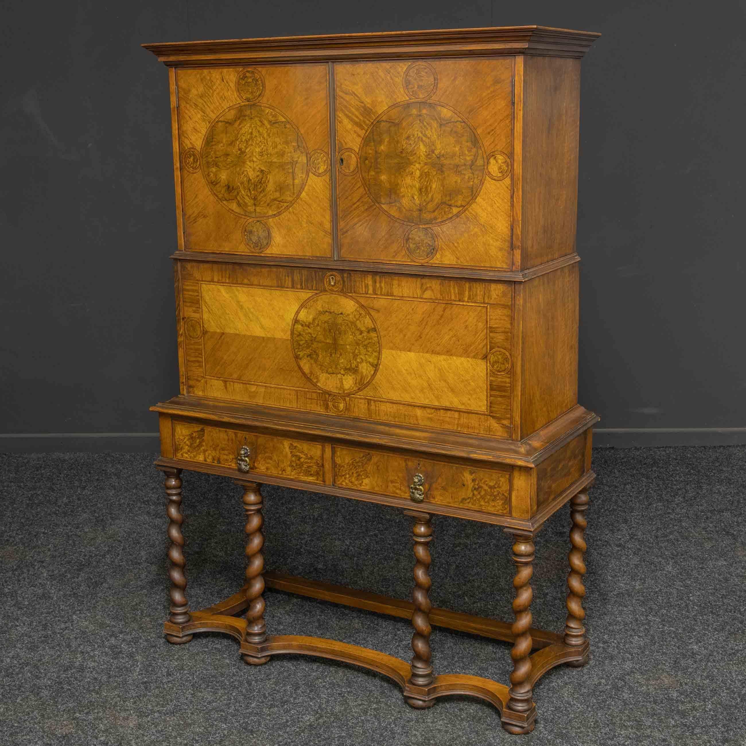 Walnut Early 20th Century William and Mary Style Secretaire For Sale