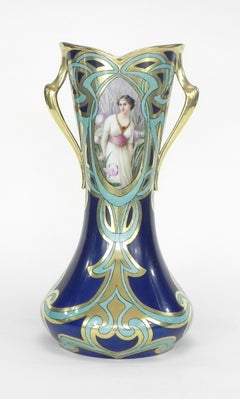 Early 20th Century William Guérin Limoges Hand-Painted Porcelain Portrait Vase