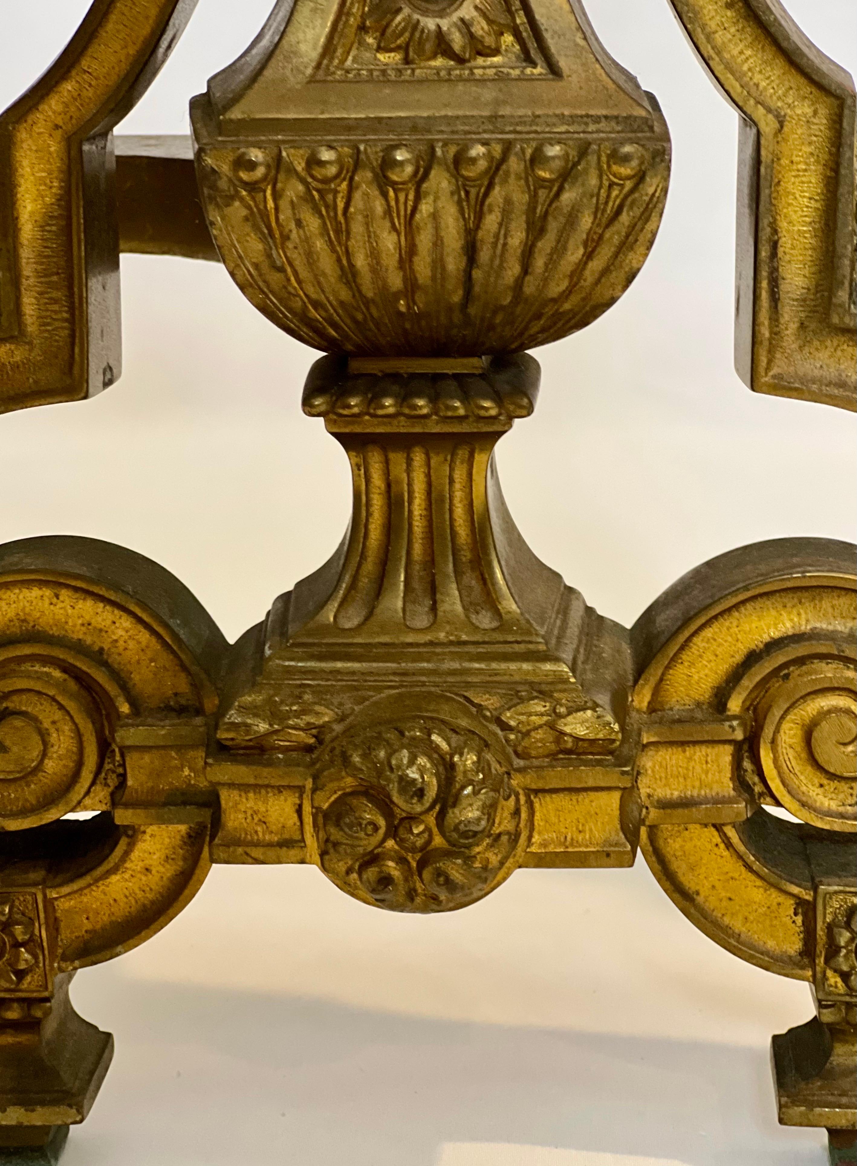 William H. Jackson Company Neoclassical French Empire Style Gilt Brass Andirons For Sale 4
