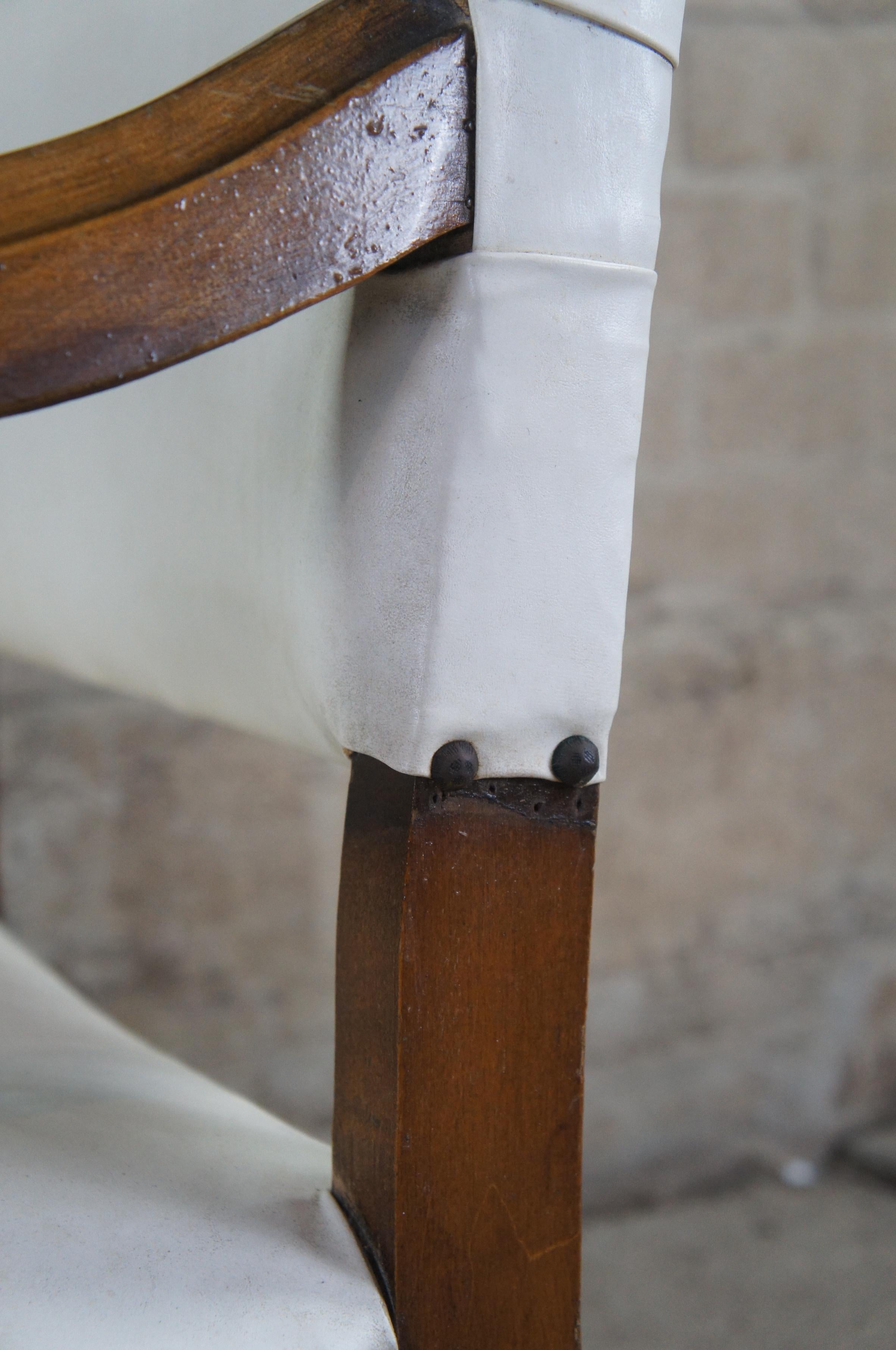 Early 20th Century William & Mary Style Mahogany Leather Nailhead Arm Chair 6