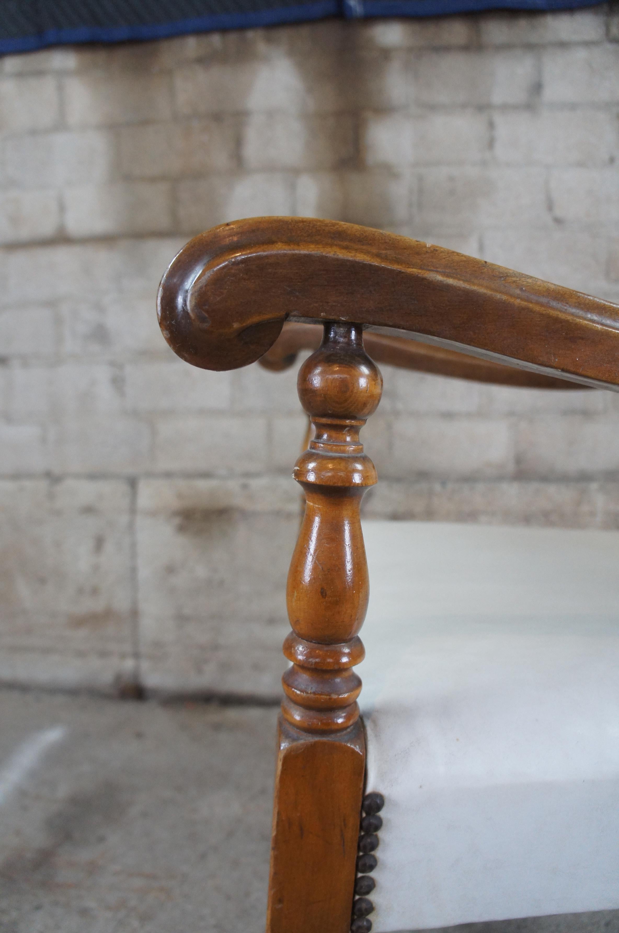 Early 20th Century William & Mary Style Mahogany Leather Nailhead Arm Chair 3