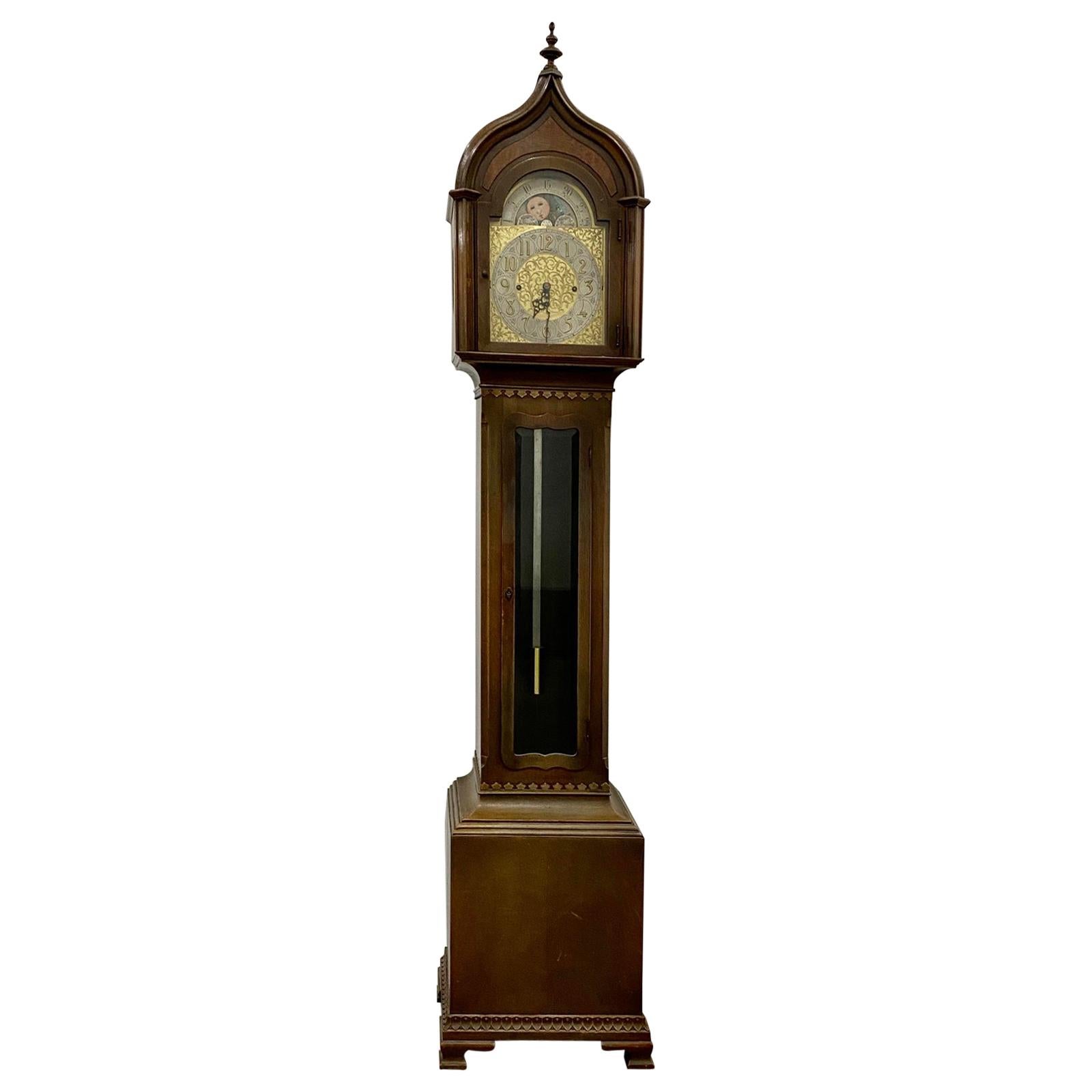 Early 20th Century Winterhalder & Hofmeier Tall Case Clock with Moon Face