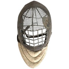 Used Early 20th Century Wire and Leather Fencing Mask