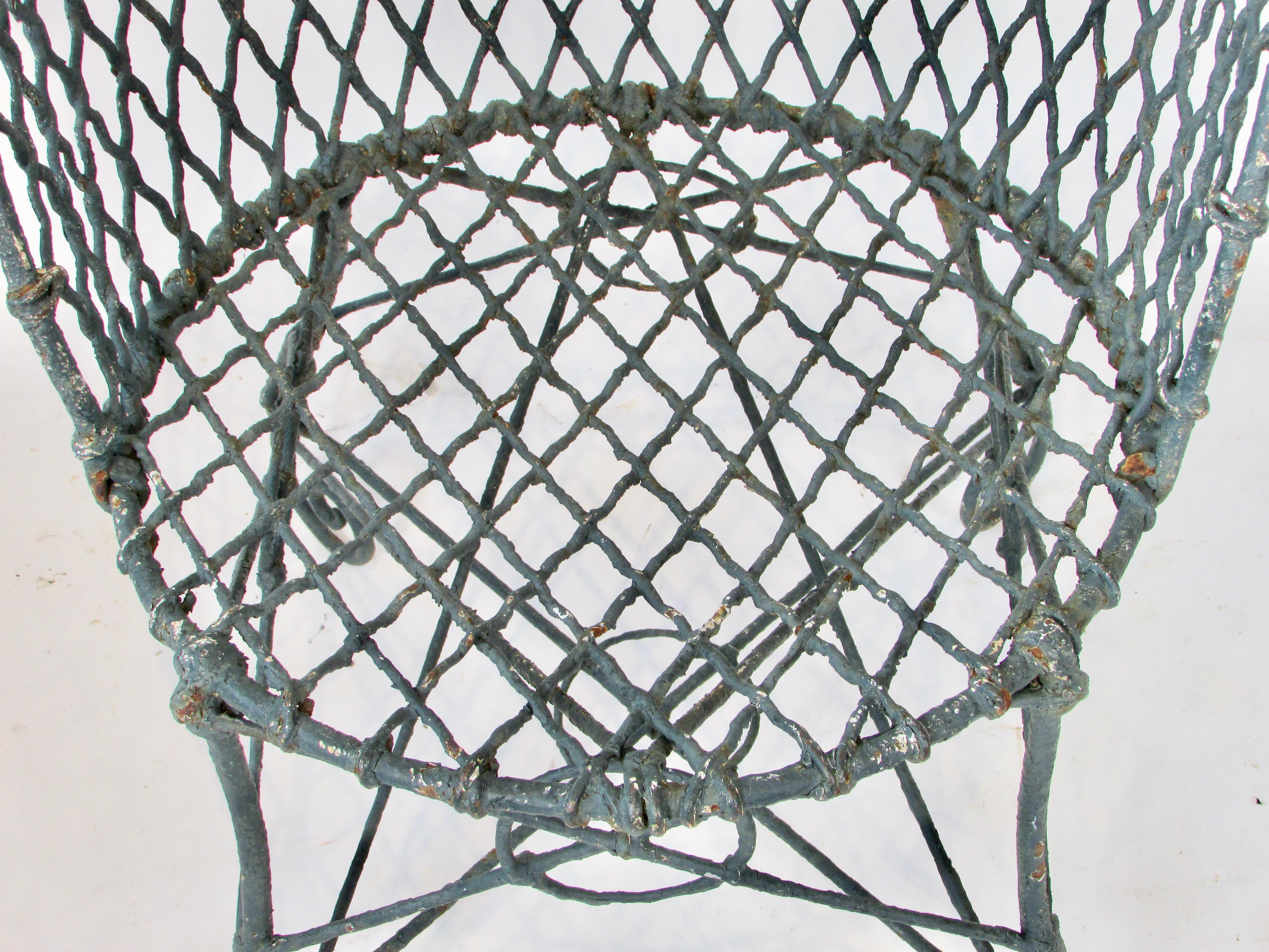 Early 20th Century wire garden chair in old paint and patina 2