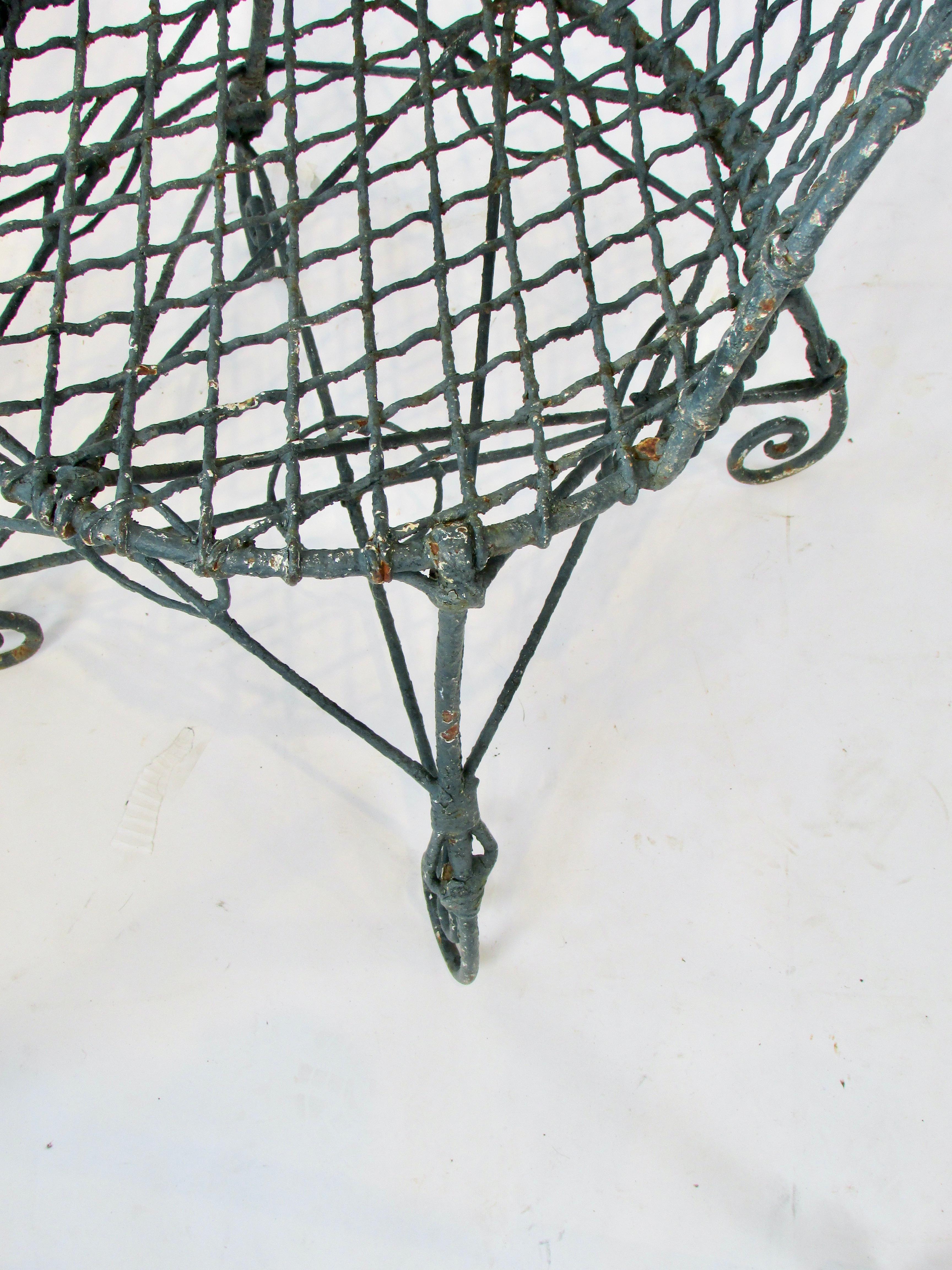 Wrought Iron Early 20th Century wire garden chair in old paint and patina