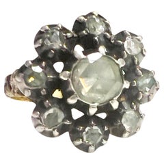 Early 20th Century with Rose-Cut 1ct Diamonds 18k Gold Ring