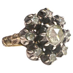 Early 20th Century with Rose-Cut 1ct Diamonds 18k Gold Ring
