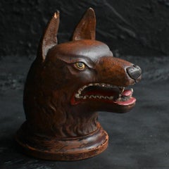 Early 20th Century Wolf Cub Hand Carved Head