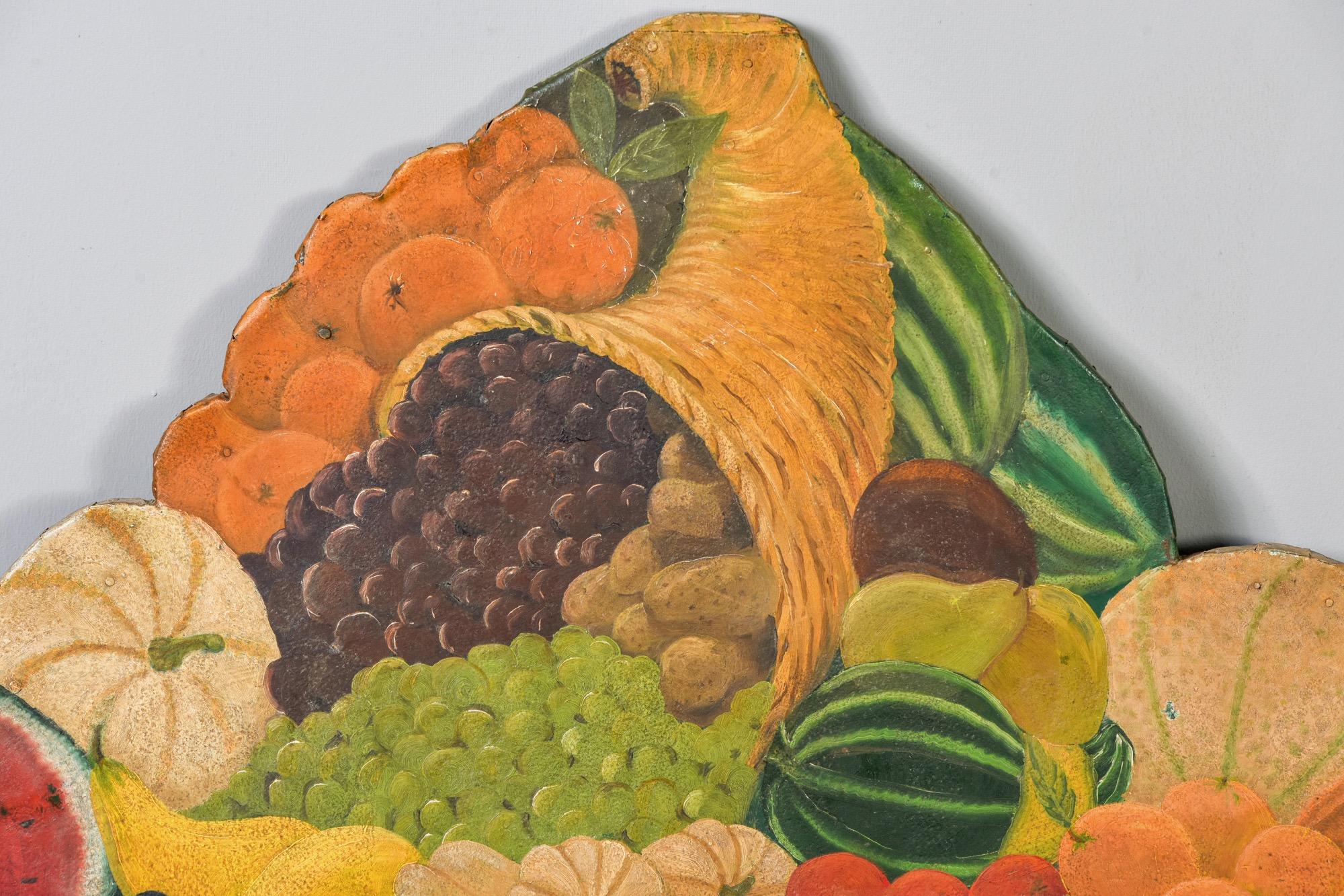 Early 20th Century Wood and Canvas Painted Produce Sign In Good Condition For Sale In Troy, MI