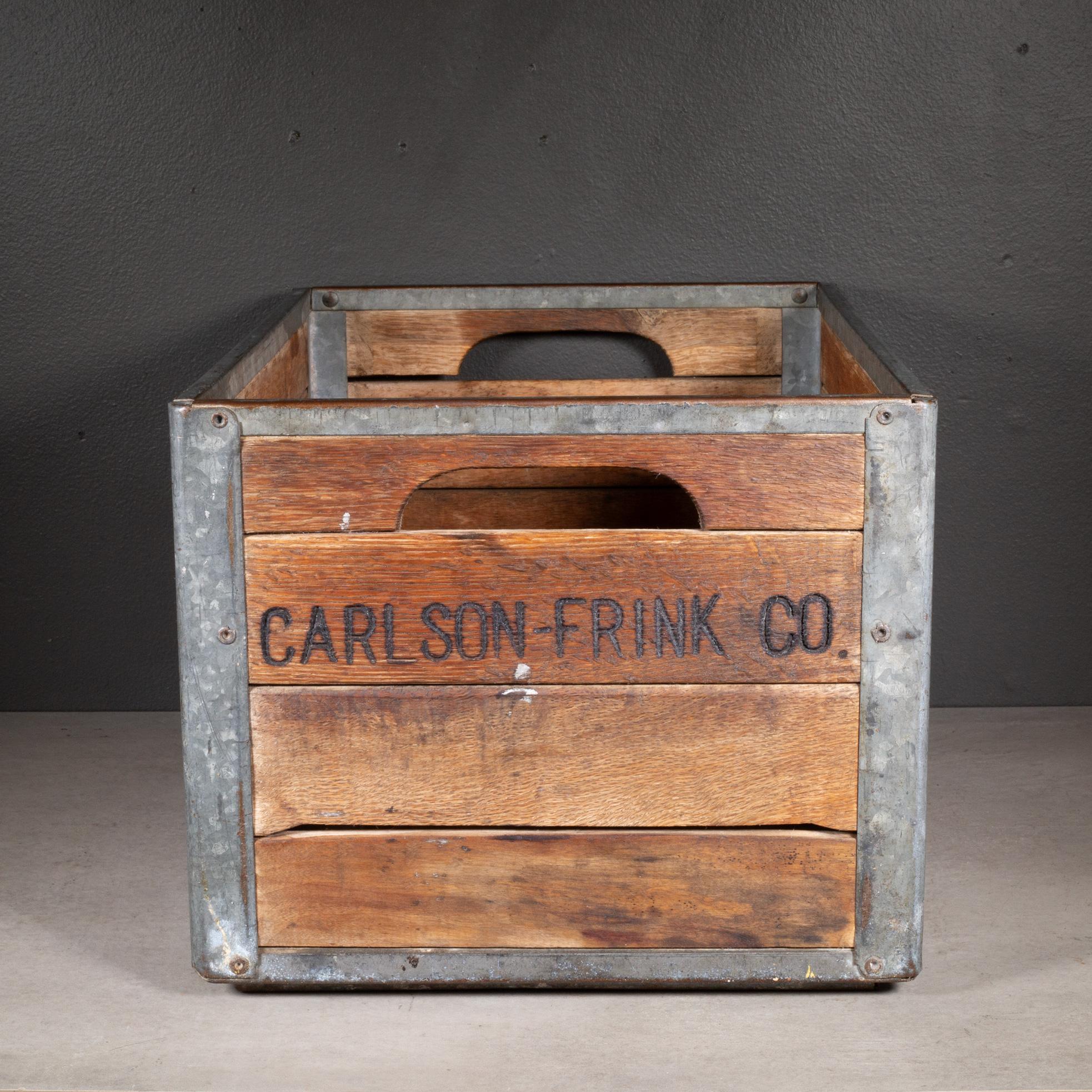 Early 20th Century Wood and Galvanized Steel Milk Crate, circa 1940s In Good Condition In San Francisco, CA