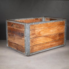 Early 20th Century Wood and Galvanized Steel Milk Crate, circa 1940s