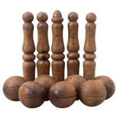 Early 20th Century Wood Bowling Game