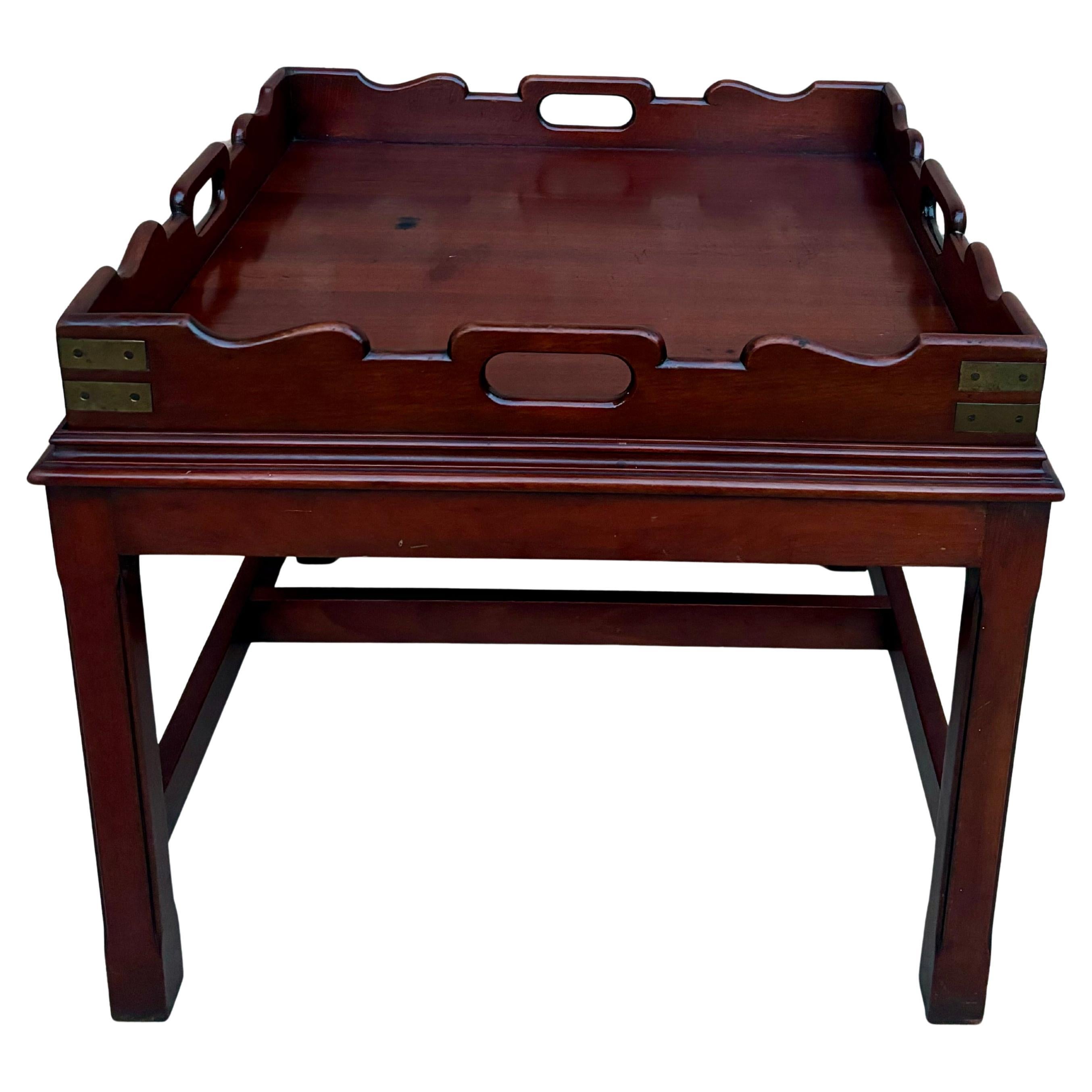 Early 20th Century Wood Coffee Table with Small Removable Tray, 1924, Set of 2