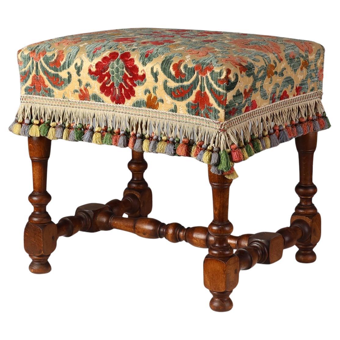 Early 20th Century Wood & Fabric footstool, France