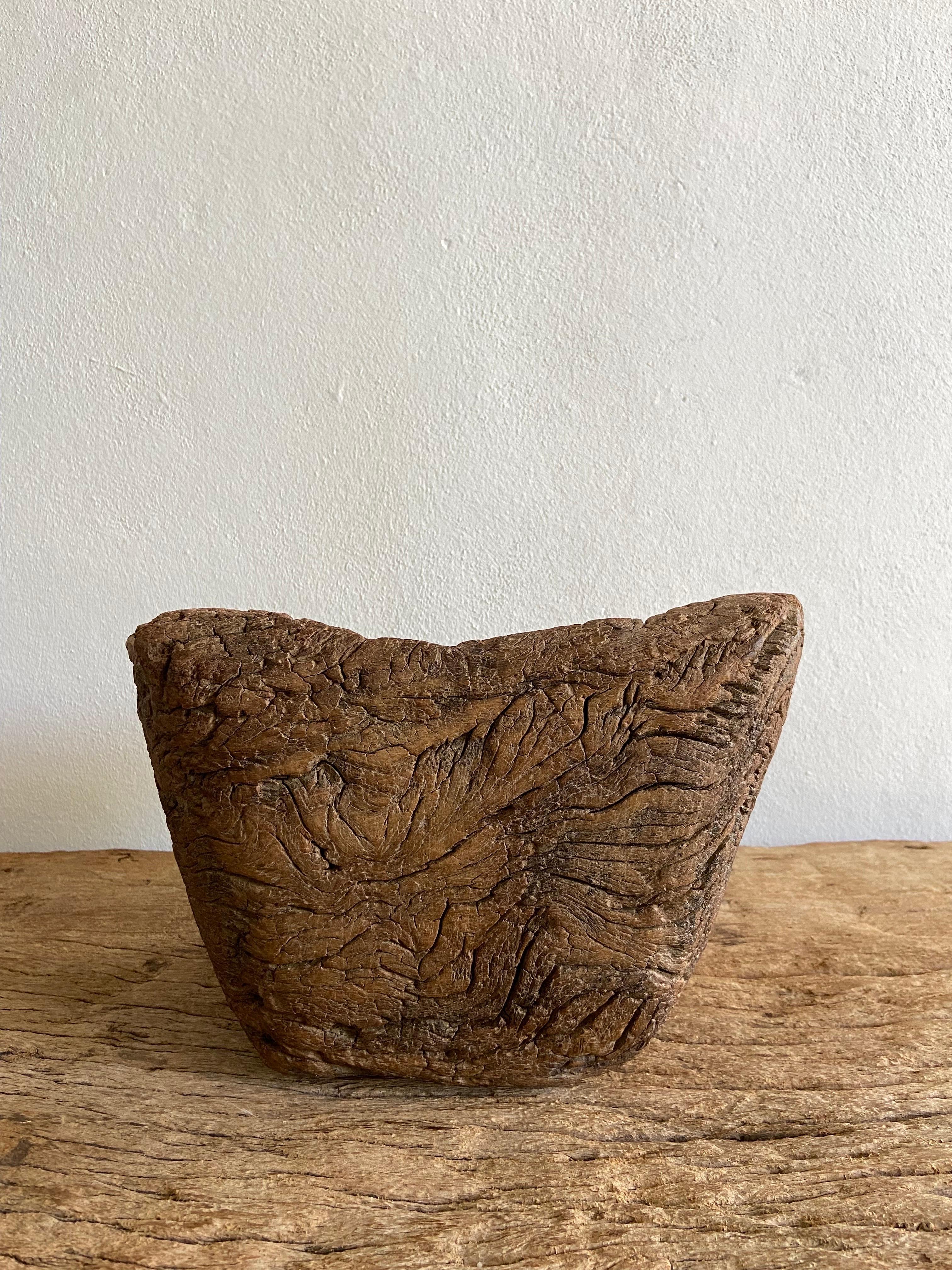 Hand-Carved Early 20th Century Wood Mortar From Mexico