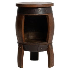 Early 20th Century Wood Oak Barrel Bar Table