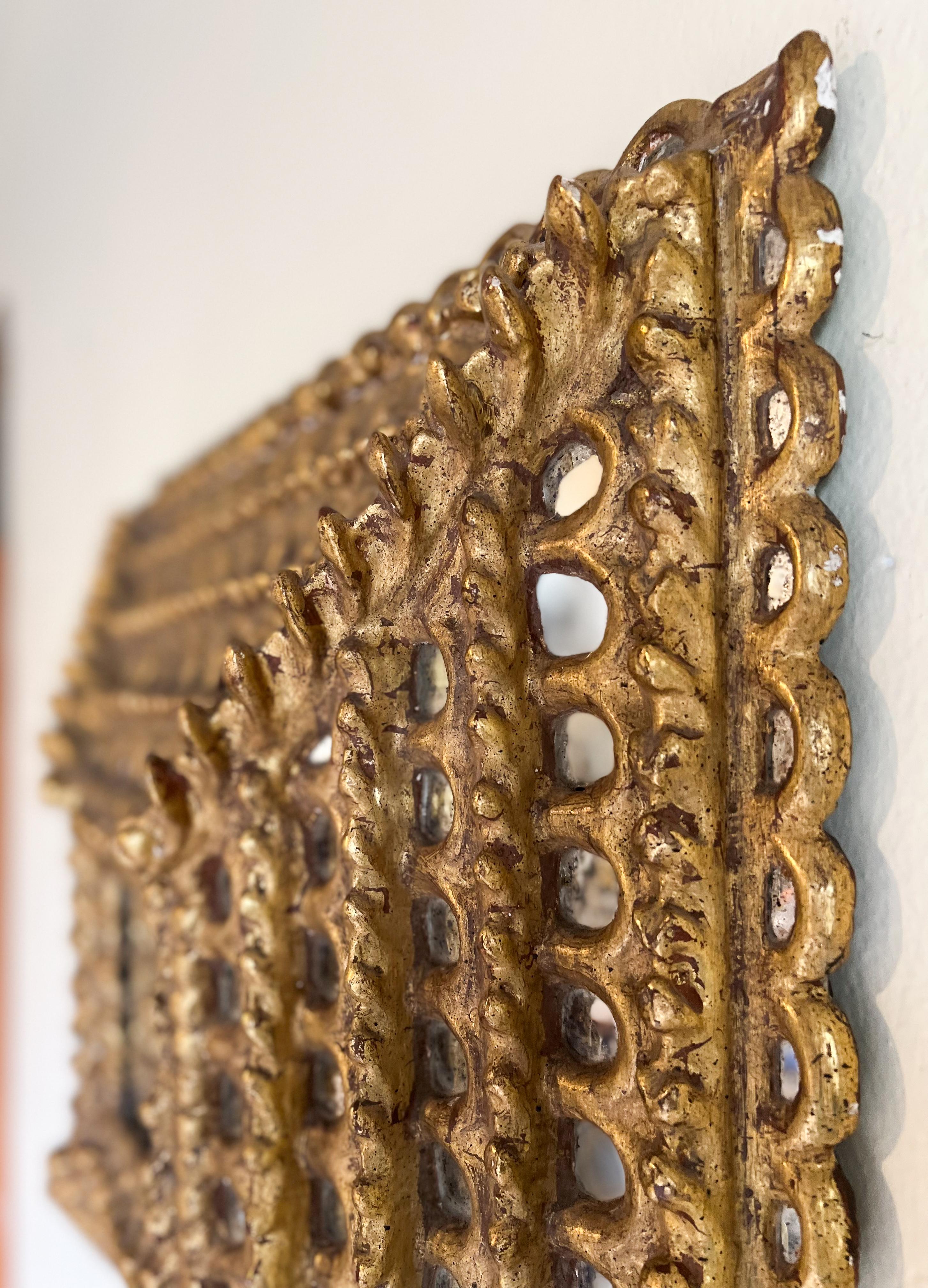 gold square spiky mirror