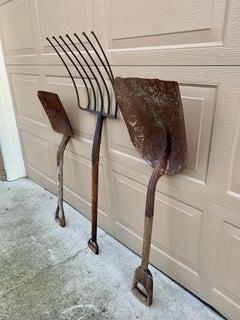Early 20th Century Wooden and Iron Garden Tools, Set of Three