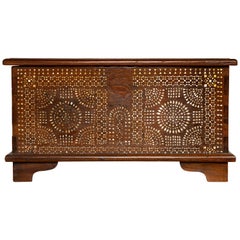 Early 20th Century Wooden Blanket Chest from Mindanao with Mother of Pearl Inlay