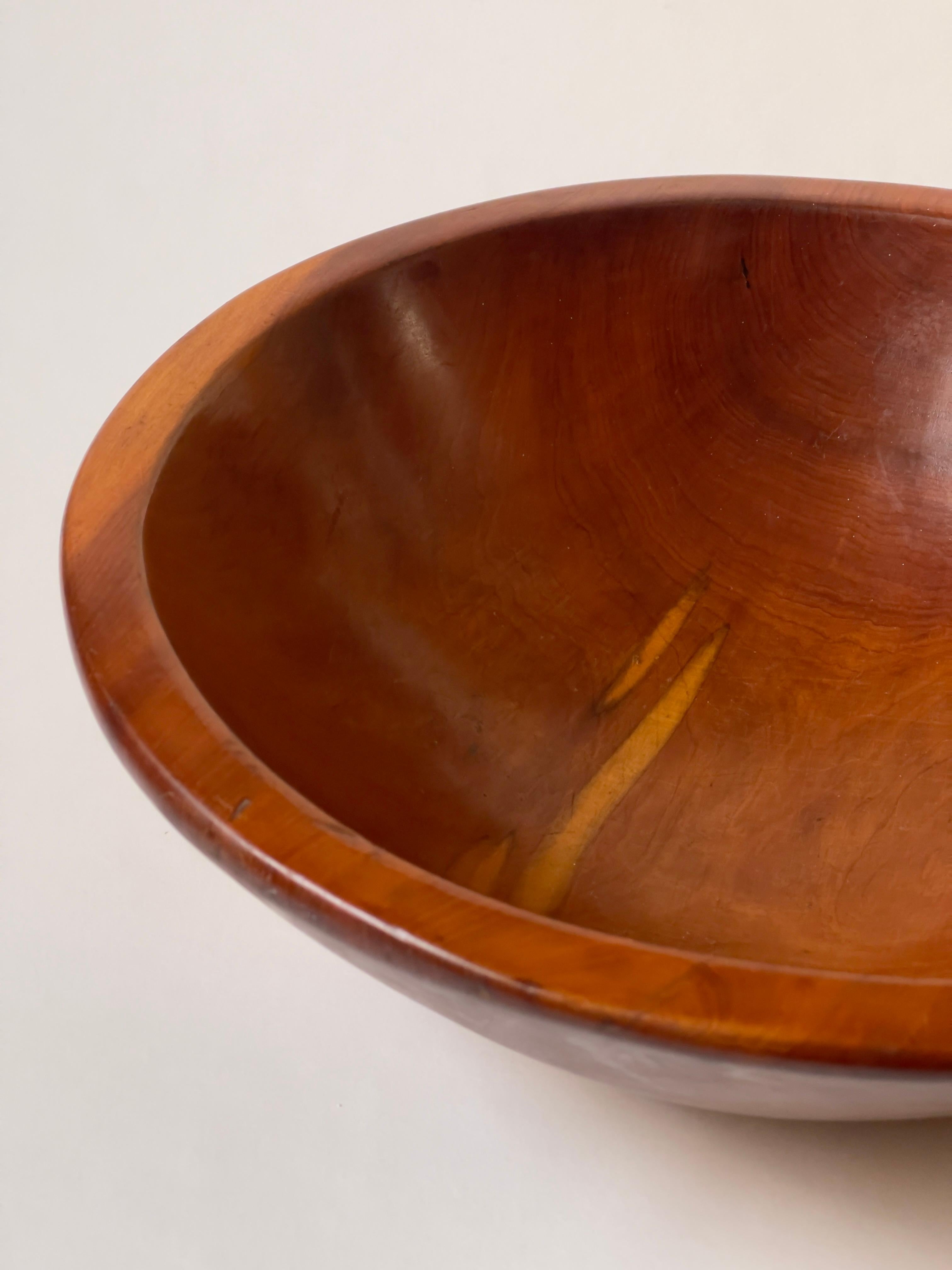 Fruitwood Early 20th century wooden bowl crafted in solid fruitwood by danish woodturner. For Sale
