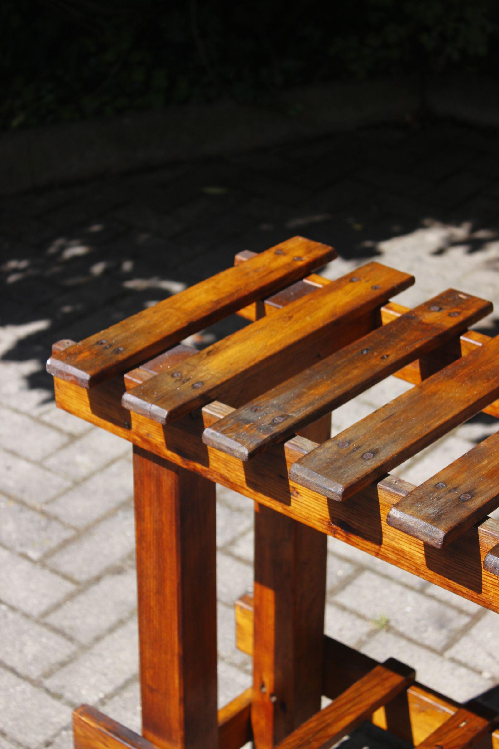 French Early 20th century wooden farm console brutalist folk art For Sale