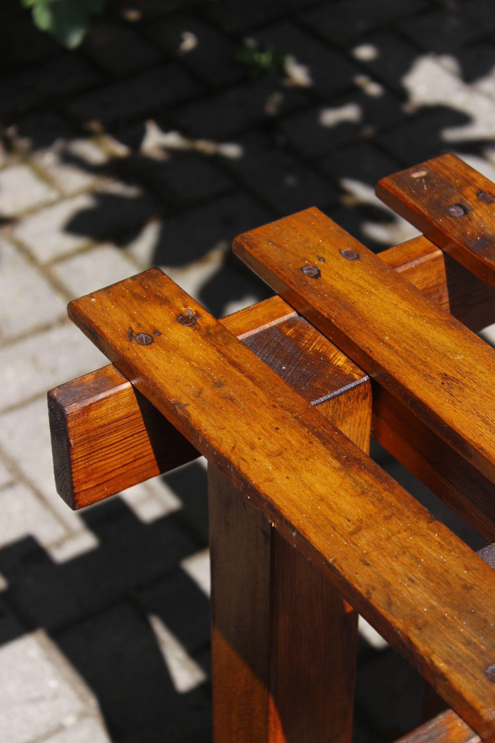 20th Century Early 20th century wooden farm console brutalist folk art For Sale