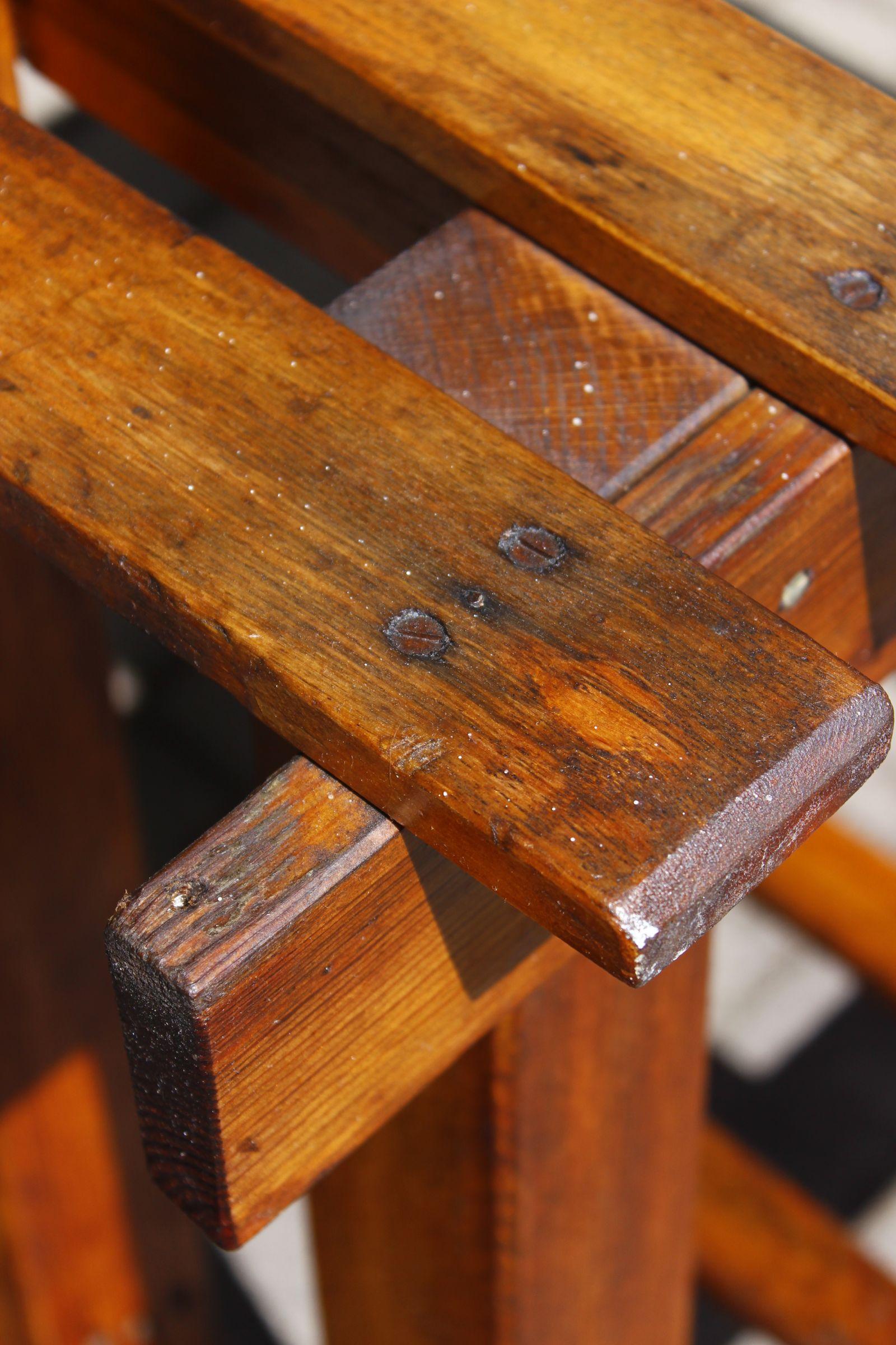 Pine Early 20th century wooden farm console brutalist folk art For Sale