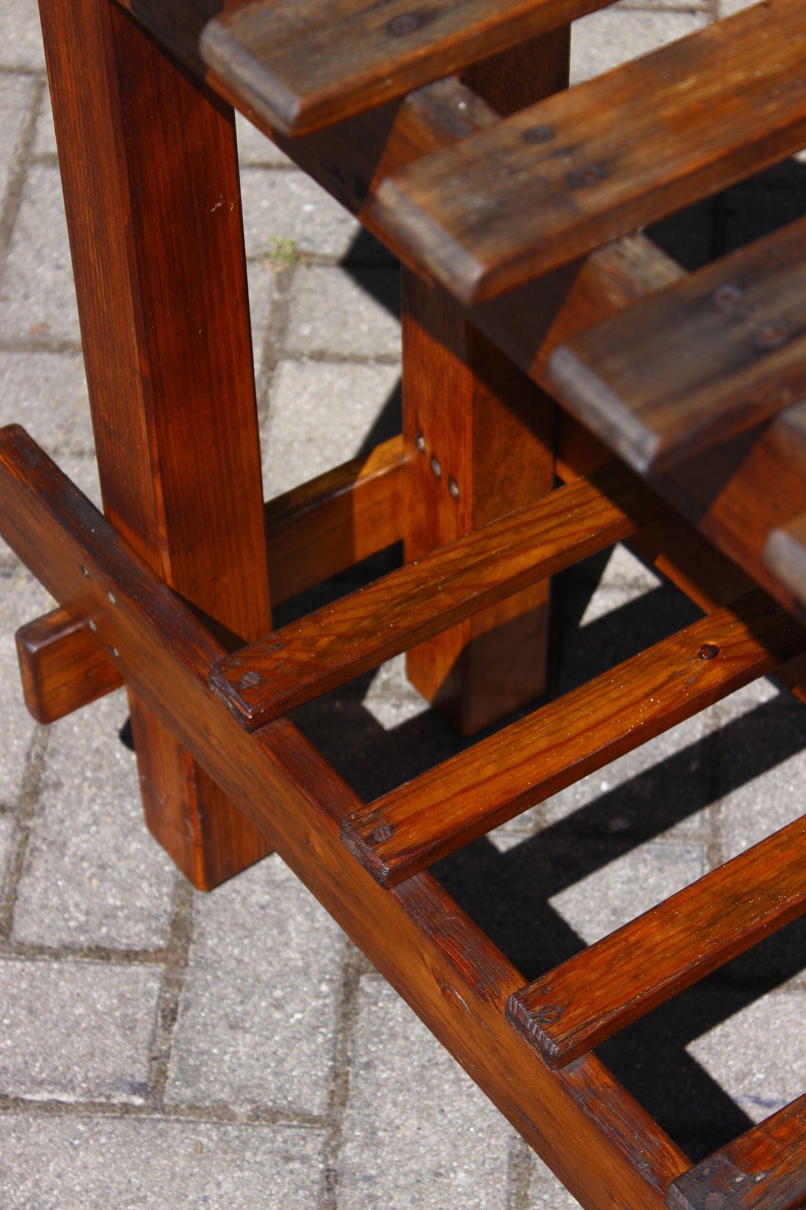Early 20th century wooden farm console brutalist folk art For Sale 2