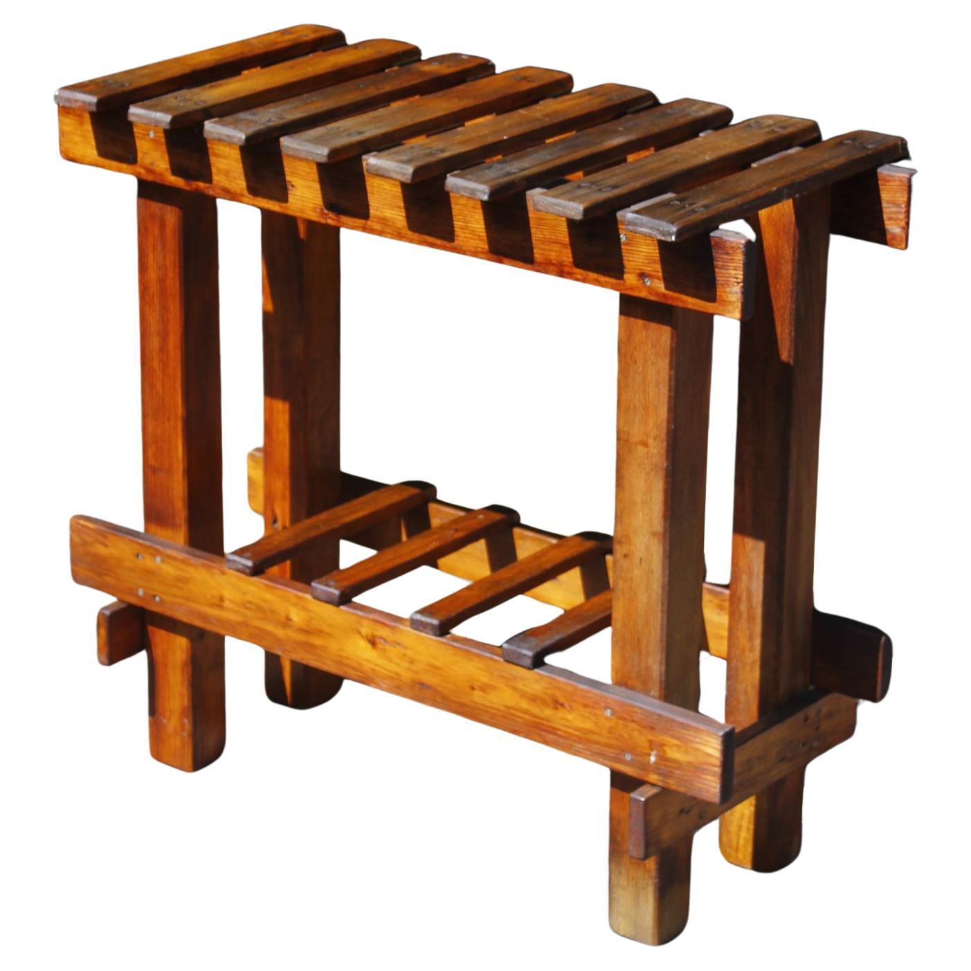 Early 20th century wooden farm console brutalist folk art