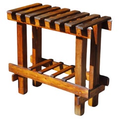 Console de ferme en bois du début du 20e siècle art populaire brutaliste