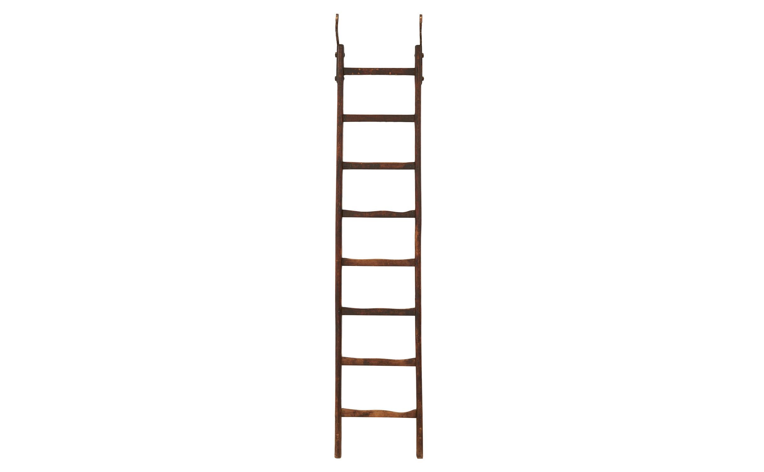 wooden ladder with hooks