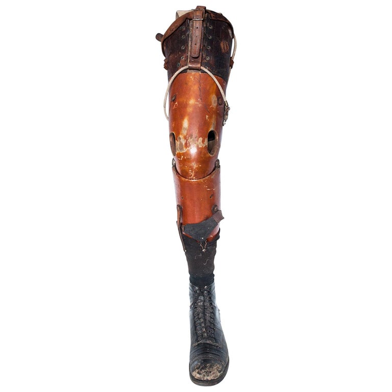 Early 20th Century Wooden Prosthetic Leg For Sale