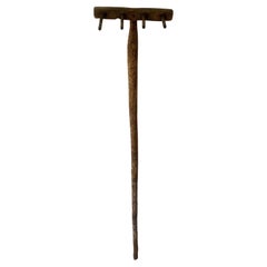 Early 20th Century Wooden Rake on Custom Wall Mount