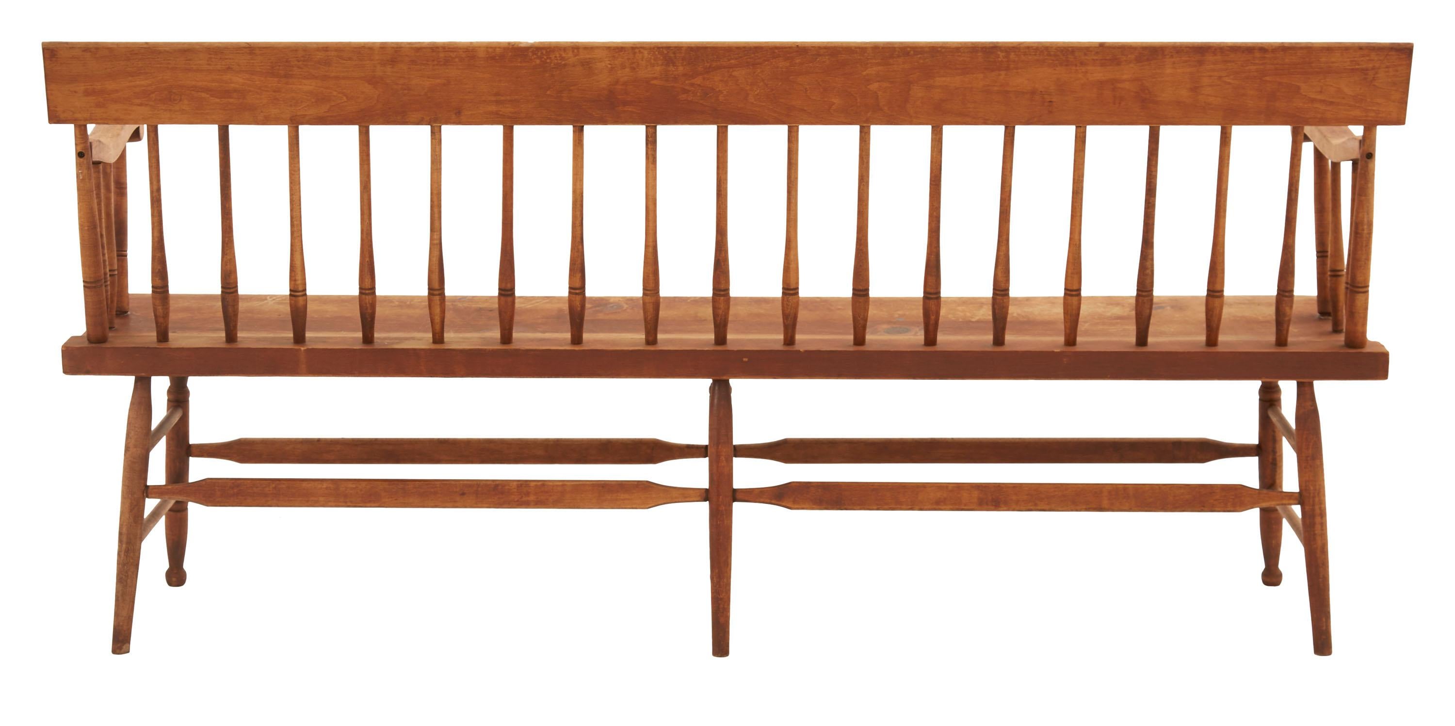 American Early 20th Century Wooden Spindle Bench