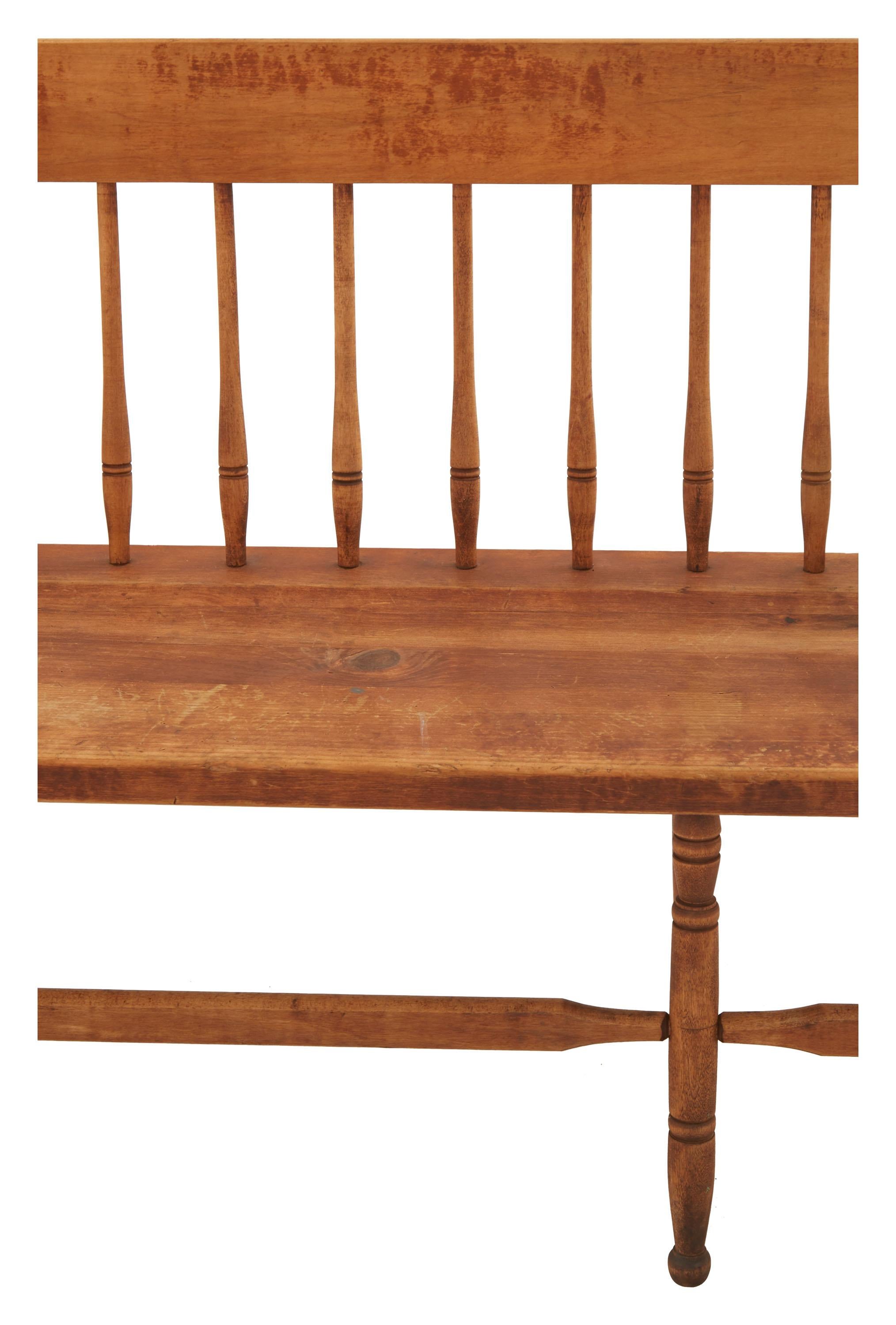 Early 20th Century Wooden Spindle Bench 1