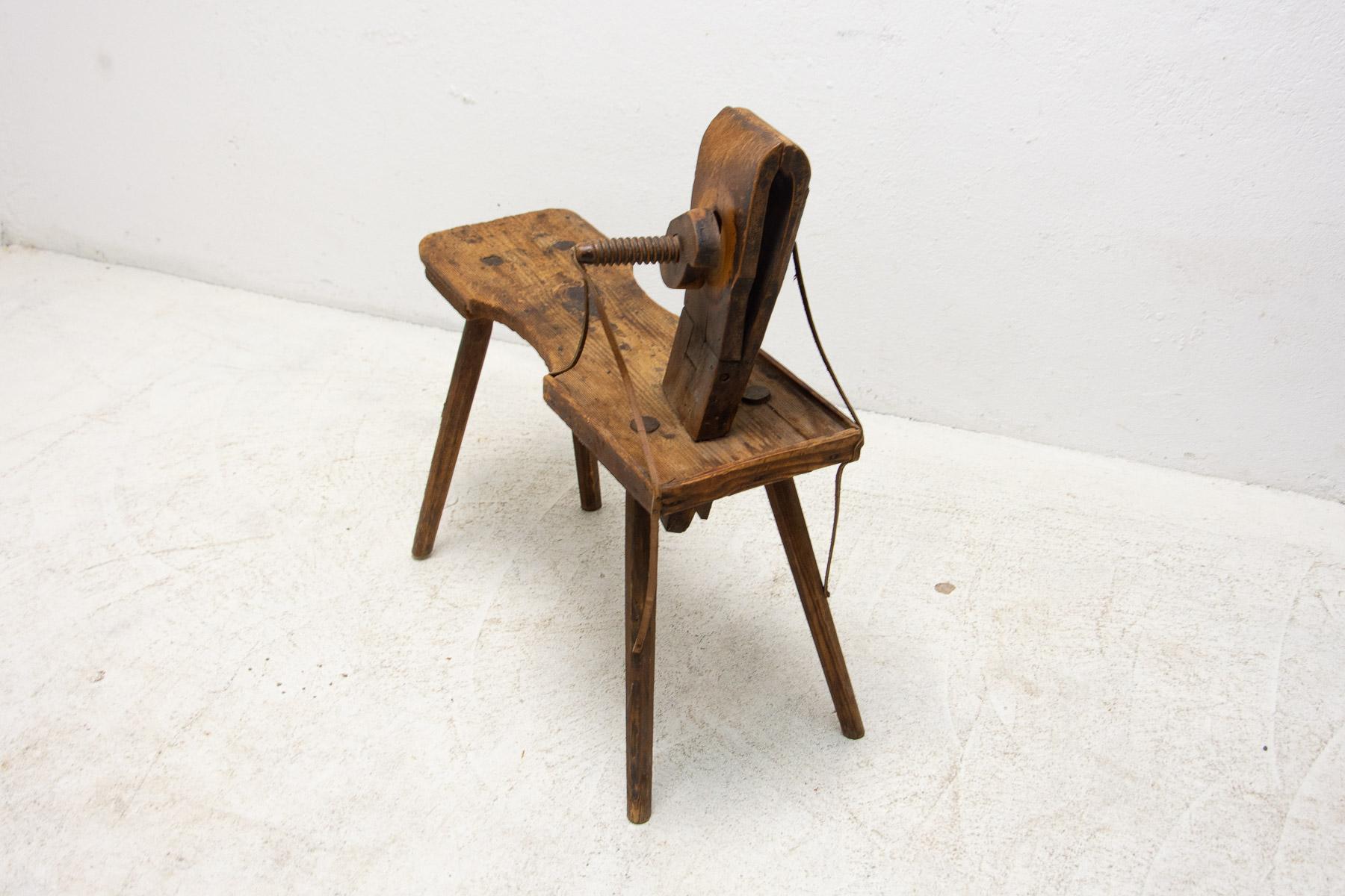Austrian Early 20th Century, Wooden Stool, Austria Hungary