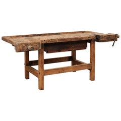 Antique Early 20th Century Wooden Work Bench- Would Make Unique Extra Kitchen Work Space